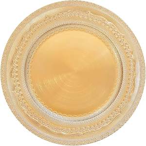 Assiette de présentation de luxe avec bordure en perles, accessoire haut de gamme pour la mise en scène de table de mariage et de banquet - Product Image 1
