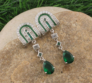 925 Sterling <b>Silver</b> CZ Water Drop Dainty Solitaire <b>Earrings</b> for Women Green Hypoallergenic Jewelry Gift <b>Wedding</b> Party - Product Image 6
