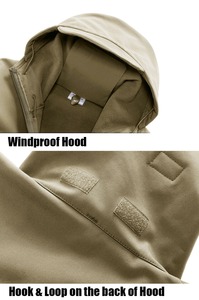 Veste softshell homme vert olive, imperméable, manches longues, à capuche, pour l'extérieur, automne - Product Image 5