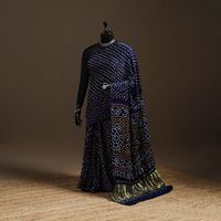Sari en soie pure fait main avec motif Bandhani pour femmes