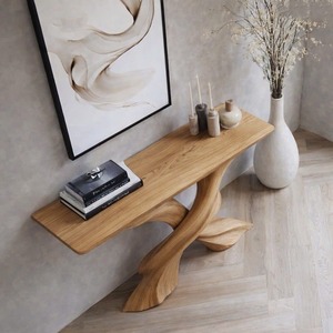 Handmade Natural Solid Wood <b>Table</b> Modern Home Living Room Entrance <b>Table</b> Curved Solid Wood <b>Console</b> <b>Table</b> - Product Image 5