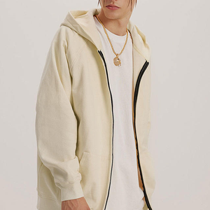 Sudadera con capucha y cremallera de alta calidad para hombre, de gran tamaño, color sólido, algodón, felpa francesa, informal, para otoño, 100% algodón - Product Image 2