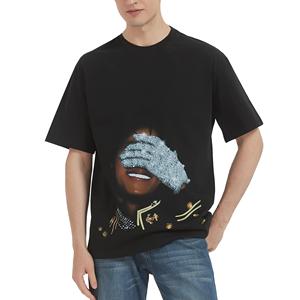 T-shirt en coton streetwear 300 GSM, imprimé sur mesure, t-shirt épais délavé, t-shirts graphiques surdimensionnés pour hommes - Product Image 1