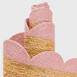 Alfombra de Yute Natural Hecha a Mano con Borde Festoneado Rosa, Alfombra para Pasillo, Cocina, Entrada, Estilo Rústico - Product Image 4
