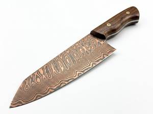 Couteau de chef professionnel THEWIZ CRAFTS en acier Damas à haute teneur en cuivre, forgé à la main, lame de 8-9,9 pouces, manche en bois, ambidextre - Product Image 3