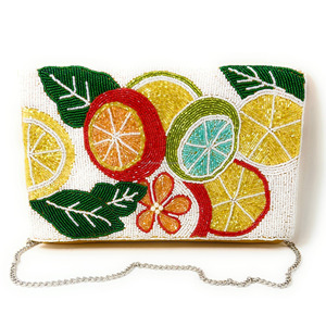 Bolso de Mano Tipo Clutch de Verano para Mujer, Hecho a Mano, con Cuentas de Colores Cítricos, Correa de Cadena Resistente, Cierre Magnético, Anti-Robo, Capacidad de 1L - Product Image 1