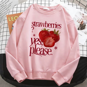 Sudaderas con capucha para mujer, sudaderas con capucha Sweet Strawberry para mujer, sudadera básica de forro polar cálido, sudaderas con capucha suaves de cuello redondo de calidad profesional - Product Image 1