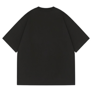 Camiseta Básica Negra de Algodón de Manga Corta y Cuello Redondo para Hombre, Ajuste Holgado, Estilo Urbano, Venta al por Mayor - Product Image 2