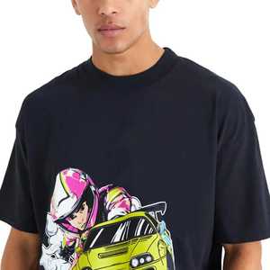 Camiseta Negra para Hombre con Estampado de Coche de Dibujos Animados, Manga Corta, Cuello Redondo, Corte Regular Informal, Tela Jersey, Logotipo Frontal Serigrafiado - Product Image 5