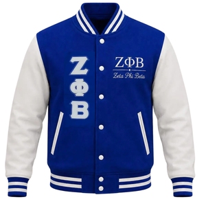 Zeta Phi Beta Sorority Embroidery Men's Casual <b>Nylon</b> Winter Bomber Jacket | ZPB Soror Embroidered Canvas Stand Collar Front - Product Image 2