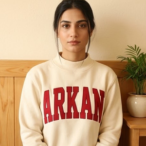 <b>Women's</b> <b>Red</b> Turtleneck <b>Sweatshirt</b> With Arkan Letter Wholesale Custom College Mock Neck <b>Sweatshirt</b> Gingham Embroidery Logo Campus - Product Image 4