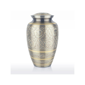 Urne funéraire créative en laiton massif pour cendres humaines adultes, design classique gravé, finition dorée, avec couvercle. - Product Image 6