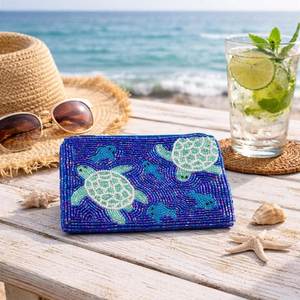 Porte-monnaie brodé de perles de designer pour femmes, fait main, avec broderie aux couleurs vives - Product Image 4