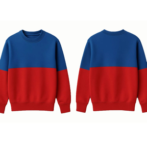 Pull en tricot à col rond pour homme, couleur rouge et bleue, coupe classique, style décontracté, automne - Product Image 1