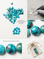 Pierre facettée bleu turquoise naturel 5 mm, taille brillante, certifiée IGI, qualité supérieure, taille rose, Rida Creations, diamètre du trou 5 mm