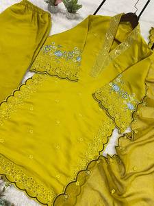 Conjunto de Top y Pantalón Plazzo para Mujer con Bordado de Lentejuelas, Dupatta-MAL CHANDERI, Elástico, de Secado Rápido y Reversible - Product Image 5