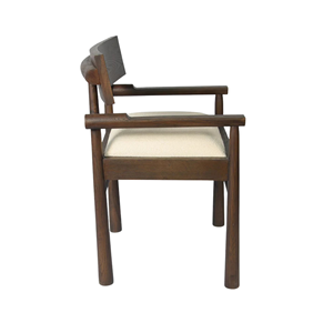 Silla de Comedor de Madera Maciza de Teca con Reposabrazos y Asiento Tapizado, Muebles Modernos de Estilo Nórdico para Restaurante y Hotel - Product Image 3