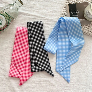 Juego de 6 Pañuelos de Seda Satinada con Diseño a Cuadros para Mujer, Accesorios para Asas de Bolsos, Pañuelos para el Cabello, Cintas para la Cabeza, Lazos - Product Image 3