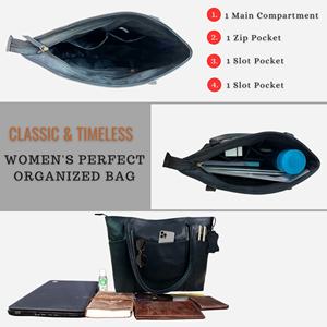 Sac à main vintage en cuir véritable pour femme, style cabas, sac à bandoulière, cadeau de la Saint-Valentin, sac de shopping 16 pouces (noir) - Product Image 3