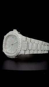 Montre Homme Décontractée et Habillée pour le Quotidien, en Acier Inoxydable, Design Hip Hop, Diamant Moissanite, Affichage Analogique, Quartz de Luxe - Product Image 2