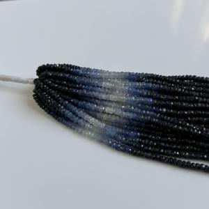 Perles facettées en saphir bleu naturel, perles de saphir ombré, brin de pierres précieuses pour la création de bijoux, prix de gros, 16 pouces - Product Image 3