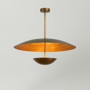 Modern Brass Pendant <b>Light</b> Round Mid Century Design Ceiling Mount Indoor Living Room Decor - Product Image 1