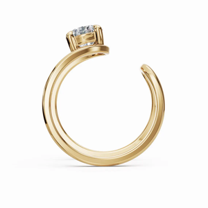 Bague en or 14 carats unique, style enveloppant, avec solitaire rond flottant en diamant de laboratoire, bague ouverte en spirale pour femme - Product Image 3