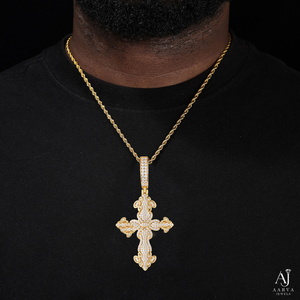 Pendentif Croix Chrétienne en Moissanite en Argent 925 Plaqué Or Rose, Collier Breloque Hip Hop, Bijou Unisexe pour Fête - Product Image 5