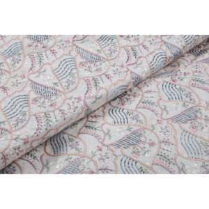 Tissu en soie italienne de 58 pouces de large, broderie florale, travail au fil multicolore, 100% soie - Product Image 1