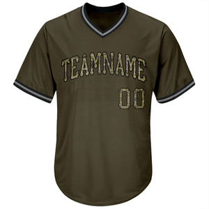 Camiseta de Béisbol Personalizada 100% Poliéster Verde Oliva Cuello en V Nombre del Equipo Sublimado Número Absorción de Humedad Completamente Cosida Unisex Adulto - Product Image 2
