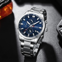 Jam Tangan Pria CURREN 8445 Chronograph Quartz dengan Tali Stainless Steel, Tahan Air, Jarum Bercahaya, Kalender, Kasual, dan Bisnis