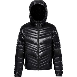 Nouvelle veste à capuche d'extérieur d'hiver matelassée sans col en toile enduite personnalisée pour hommes vente en gros - Product Image 2