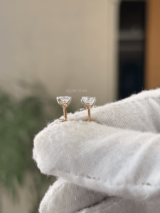 18k Gold 0.992ct Princess Cut Lab Grown Diamond Solitaire Stud <b>Earrings</b> Secure Push <b>Back</b> Closure Fine Jewelry For Wedding Gift - Product Image 2