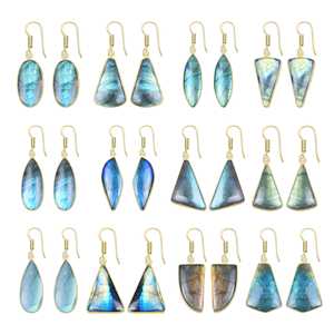 Labradorite Earring Simple Fashion Exquisite Temperament Design Advanced Sense Popular Handmade Jewelry 18k Gold plated brass - Product Image 1