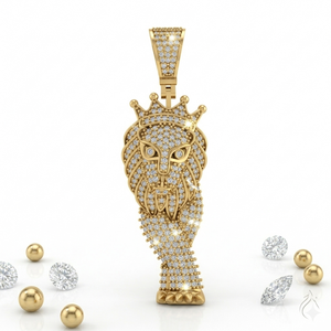 Iced Fine Jewelry 925 <b>Silver</b> Gold Plated Lab Grown Diamond Custom Lion Majestic Wildlife Hiphop Party Unisex <b>Necklace</b> Pendant - Product Image 1