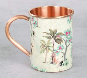 Botanical Print Copper <b>Mug</b> With Nature Inspired Artwork Handmade Premium Drinkware For Home Cafe Hotel And Gifting - Product Image 1