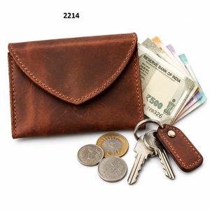 Portefeuille vintage en cuir PU fait main, porte-clés, porte-monnaie, enveloppe à fermeture boutonnée, porte-cartes unisexe - Product Image 2