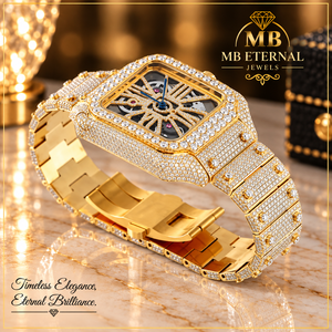 Reloj de Cuarzo MB ETERNAL JEWELS de Lujo, con Incrustaciones de Diamantes, en Aleación de Acero Inoxidable, 41 mm, Cuadrado, Analógico, para Hombre, con Cierre de Hebilla y Cristal de Zafiro - Product Image 3