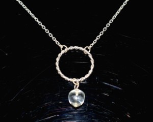 925 Sterling Silver Twisted Circle Crystal Teardrop Necklace - Product Image 2