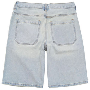 Men's Mid Waist Denim Bermuda Shorts Solid Color Cotton Washed Casual Style <b>Button</b> <b>Fly</b> Woven Material - Product Image 3