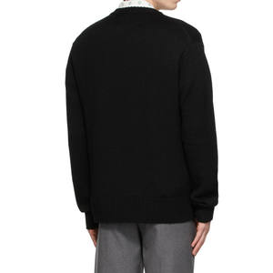 Pull-over personnalisé OEM/ODM en coton tricoté 100% noir, col rond, manches longues, anti-boulochage, respirant, collection automne - Product Image 6