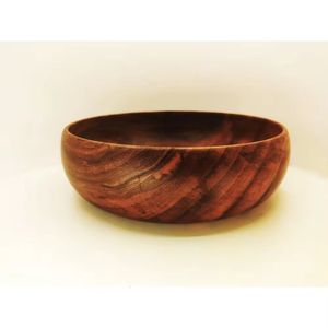 Natural Wooden Serving Bowl Handmade Solid Wood Salad Bowl Eco Friendly Kitchenware Fruit Bowl Durable Dining <b>Tableware</b> - Product Image 4