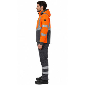 Sweat-shirt à capuche zippé en polaire de sécurité haute visibilité orange ANSI Classe 2 personnalisé pour le travail en extérieur et la construction - Product Image 4