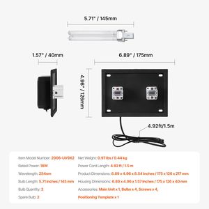 Purificatore d'Aria UV UVC da 18W con Luce da 7 Pollici per HVAC, Depuratore per Condotti di Climatizzazione per Tutta la Casa, 2 Attrezzature di Ricambio per la Pulizia dell'Aria - Product Image 3