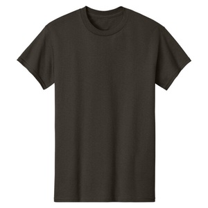 T-shirt à manches courtes col rond 100% coton, impression en relief sur le devant, style streetwear, coupe ample, couleur chocolat foncé, unisexe - Product Image 1