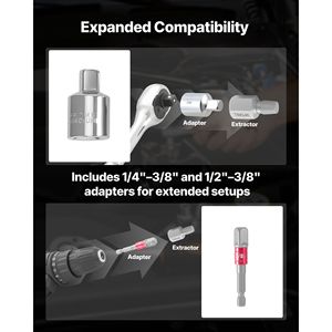 27-Piece Hex Head Multi Spline Easy <b>Bolt</b> Extractor Tool Adapters Solid Storage Case Cr Mo Ste Screw Extractor Set - Product Image 5