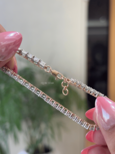 สร้อยข้อมือเพชรทรงกลมและทรงปรินเซสคัท 4.95 กะรัต ผลิตในห้องปฏิบัติการ ตัวเรือนทองคำแท้ VVS-VS EF ของขวัญวันครบรอบสำหรับเธอ - Product Image 2