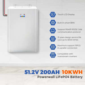 Batterie solaire au lithium pour usage domestique Powerwall 51,2 V 48 V 280 Ah 300 Ah 10 kWh 15 kWh Lifepo4, onduleur mural, stockage d'énergie domestique - Product Image 5