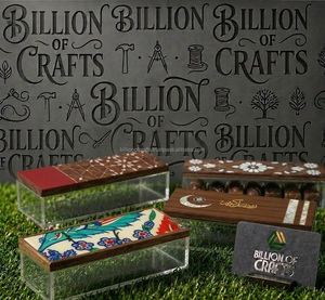 Boîte artisanale en bois pour chocolats et dattes avec couvercle, design oriental, conteneur de rangement rectangulaire pour cadeau, Eid Ramadan - Product Image 6