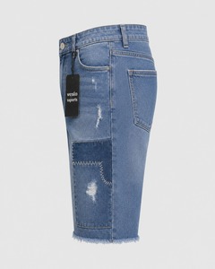 Pantalones Cortos de Mezclilla para Hombre Veslo Sports, Diseño Patchwork, Cintura Media, Cierre de Botones, Algodón Lavado - Product Image 4